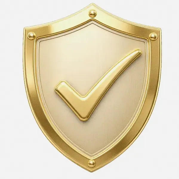 Checkmark shield — Vegas Hero